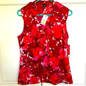 Rafaella beautiful floral sleeveless top with ruffle detail. NWT. Medium.